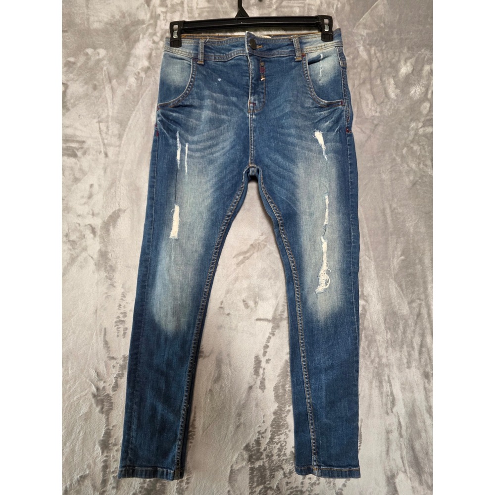 Terranova Denim Womens Distressed Skinny Jeans Medium Wash Blue Size S